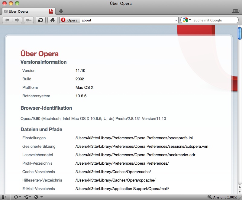 Opera 11.10 Mac OS X